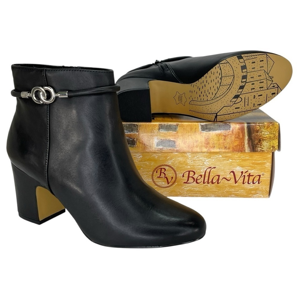 Bella Vita Diaz Black Leather Womens Ankle Boots Size 8.5M - Picture 11 of 12